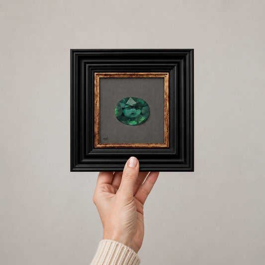 Green Tourmaline Gemstone Original Gouache Painting