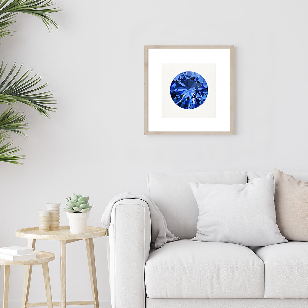 Ceylon Sapphire Gemstone painting by Amanda Gosse Fine Art Print