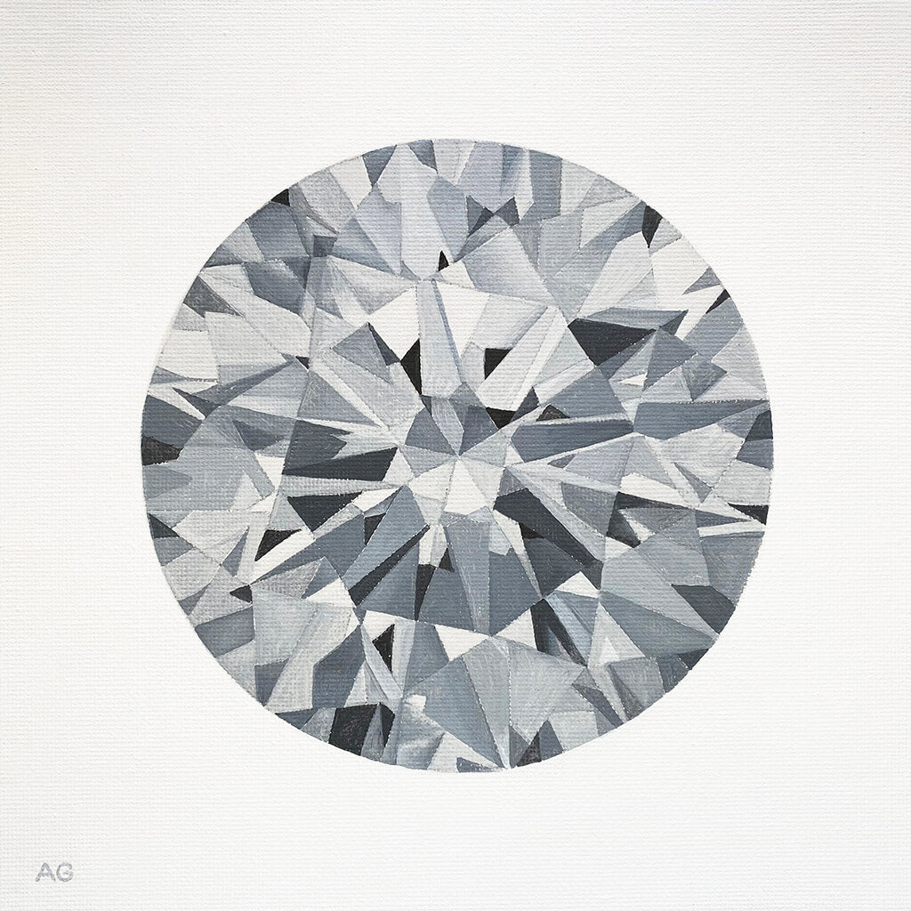 An original acrylic painting on canvas artwork of a diamond gemstone by artist Amanda Gosse