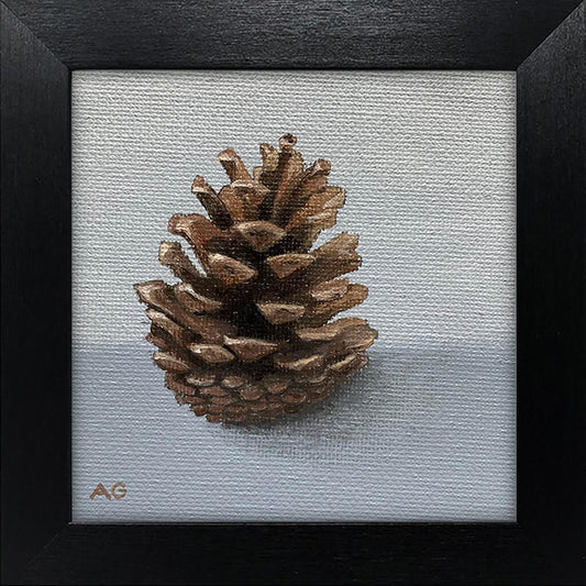 Pine Cone Framed Miniature Painting acrylic on canvas board by Amanda Gosse