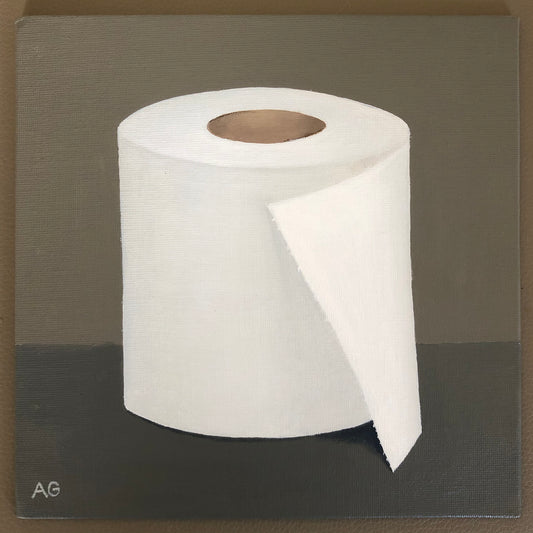 An original painting of a loo roll