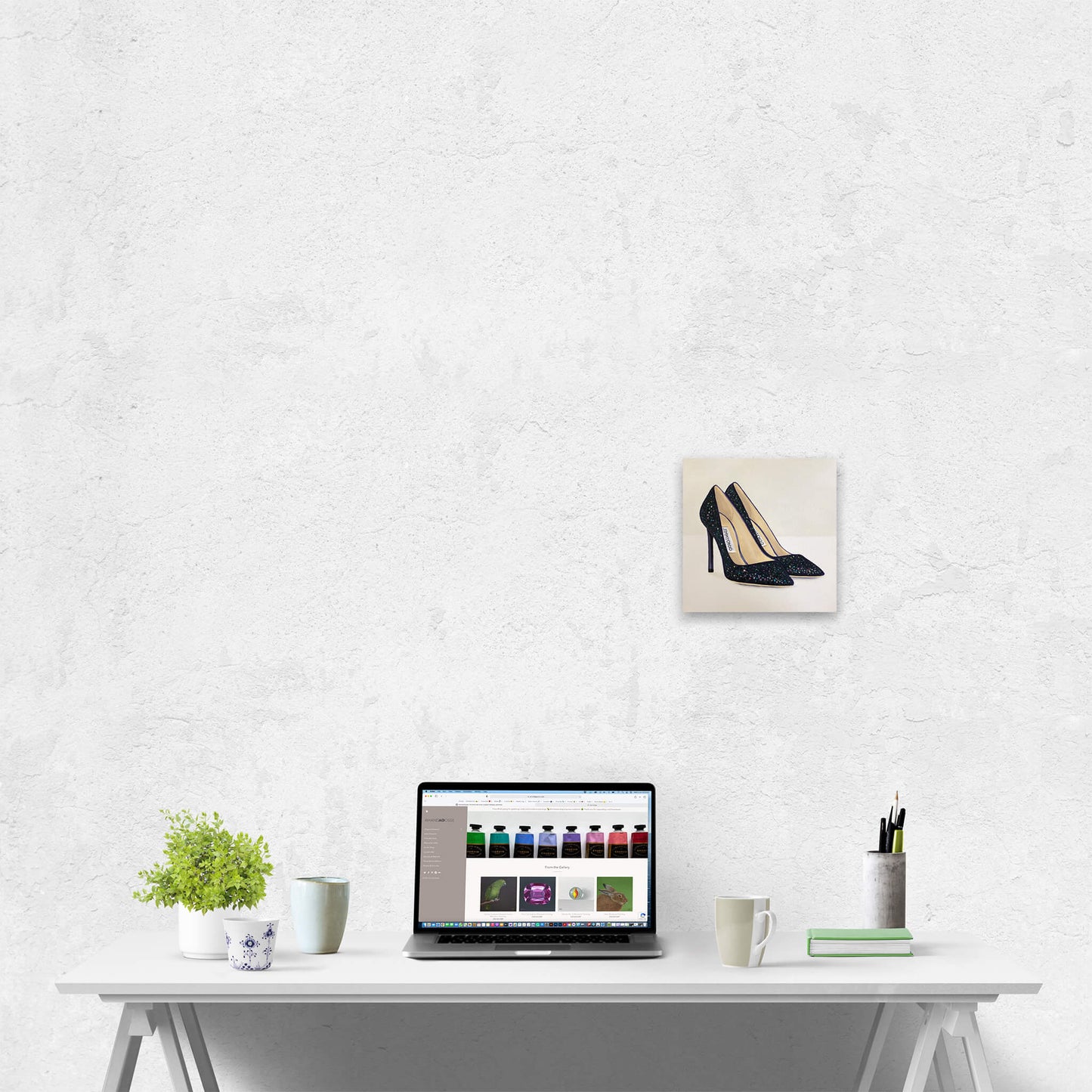 Artwork of shoes original acrylic on canvas artwork by Amanda Gosse