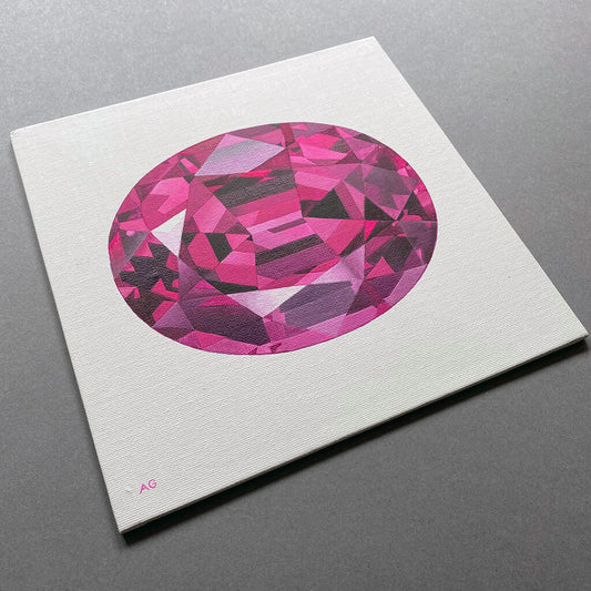 Pink Tourmaline Gemstone Painting Original acrylic on canvas Artwork by Amanda Gosse