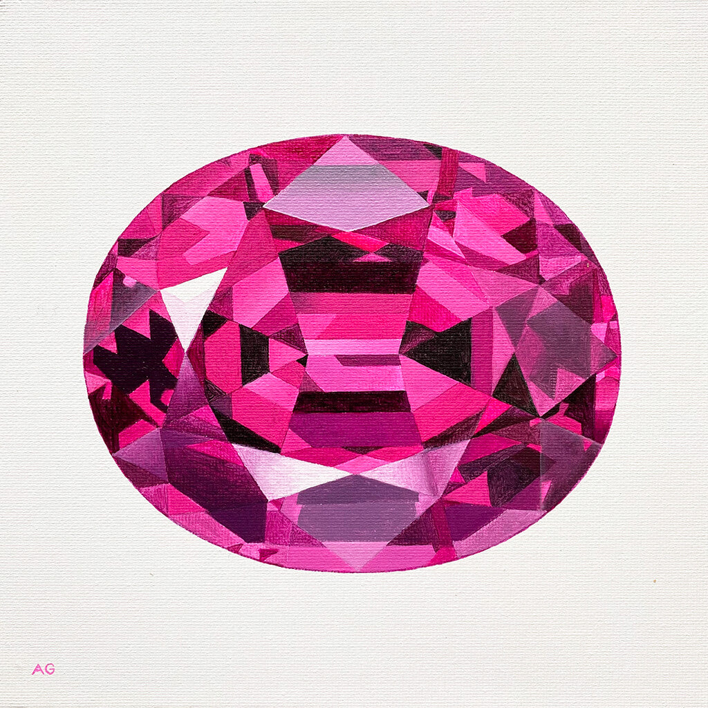 Pink Tourmaline Gemstone Acrylic Painting Original Artwork by Amanda Gosse