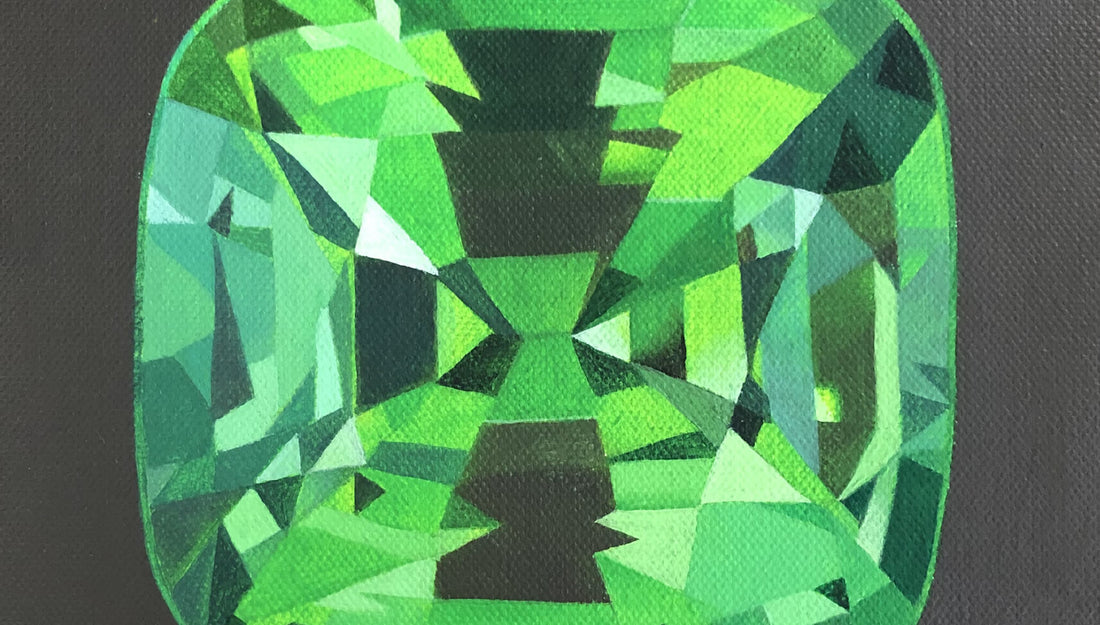 Tsavorite gemstone original acrylic on canvas by artist Amanda Gosse