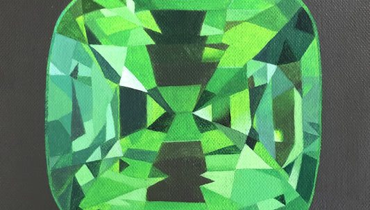 Tsavorite gemstone original acrylic on canvas by artist Amanda Gosse