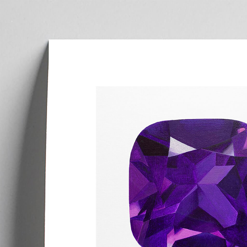 Fine art print of a purple Amethyst gemstone by Amanda Gosse artist detail