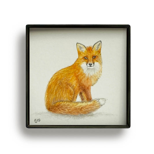 Fox Picture Box miniature animal painting by Amanda Gosse