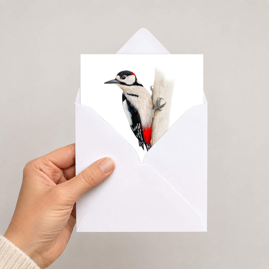 Greetings card in envelope held by hand