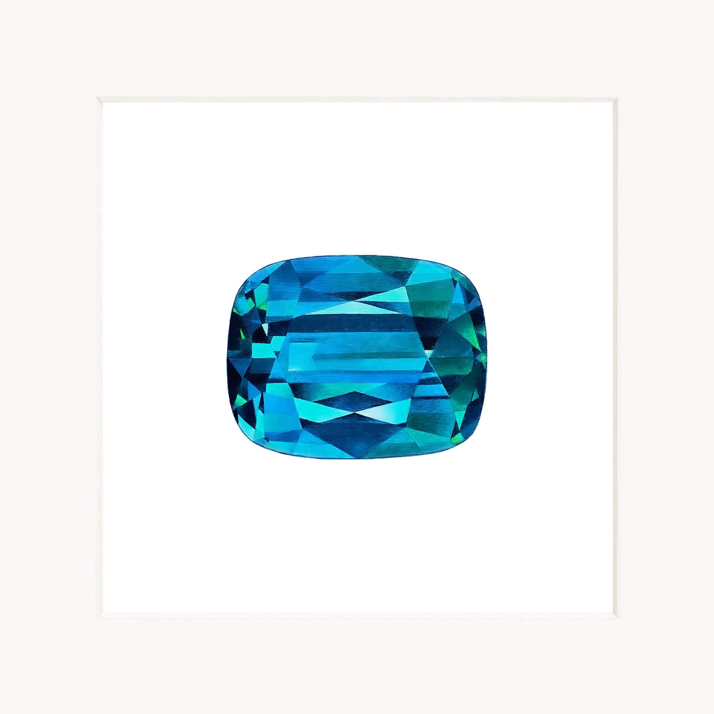Blue gemstone on a white background