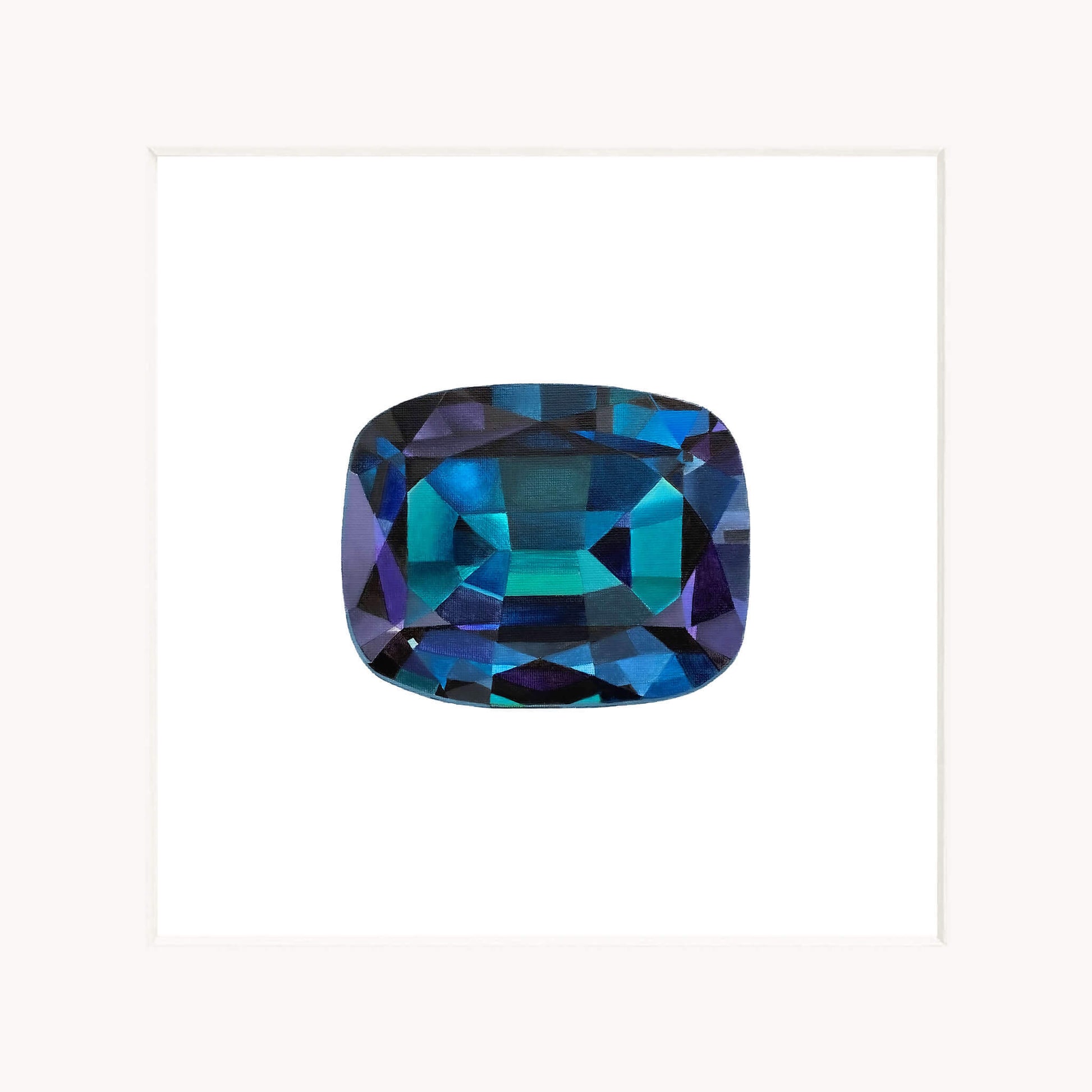 Blue gemstone on a white background