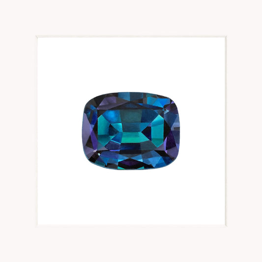 Blue gemstone on a white background