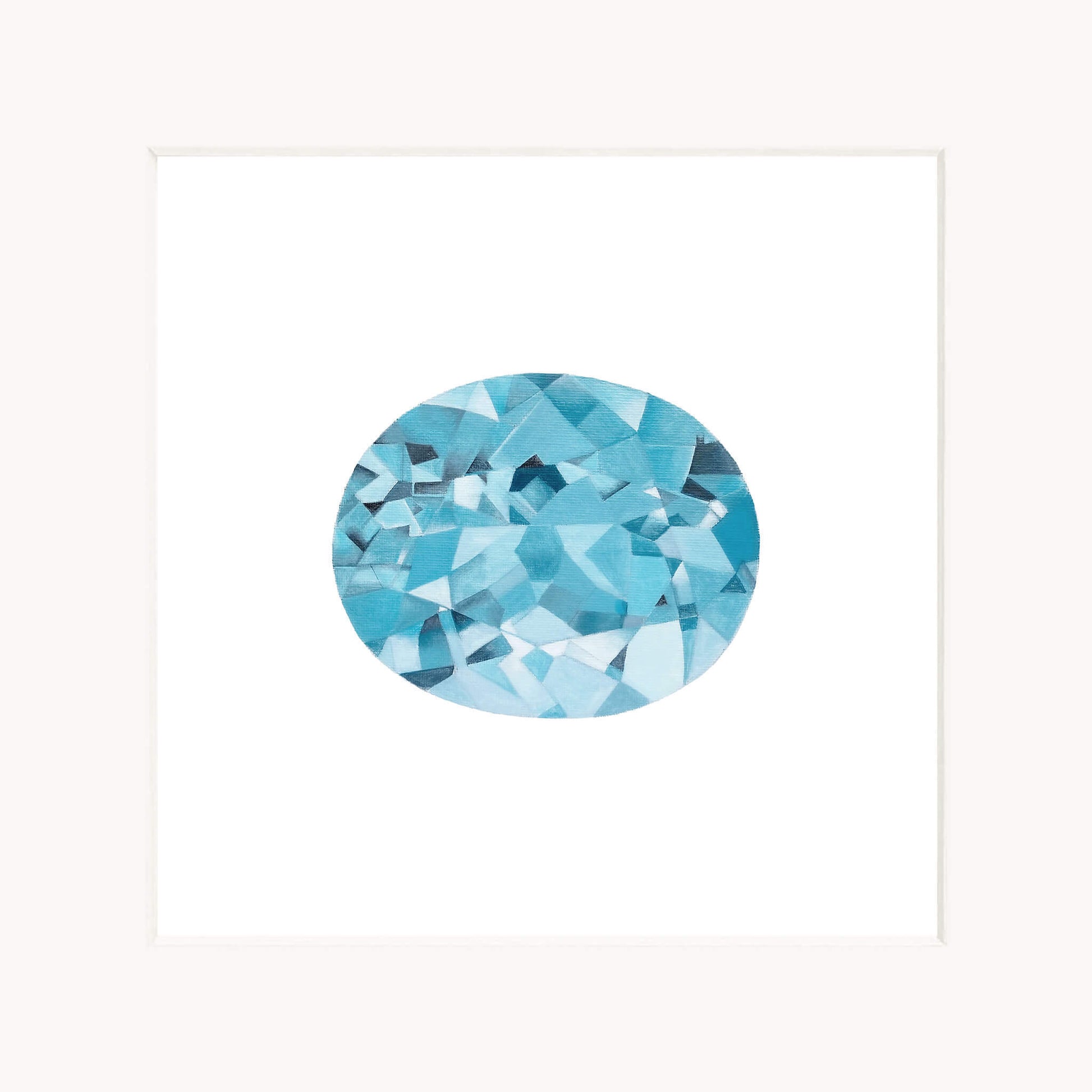 Light blue gemstone on a white background