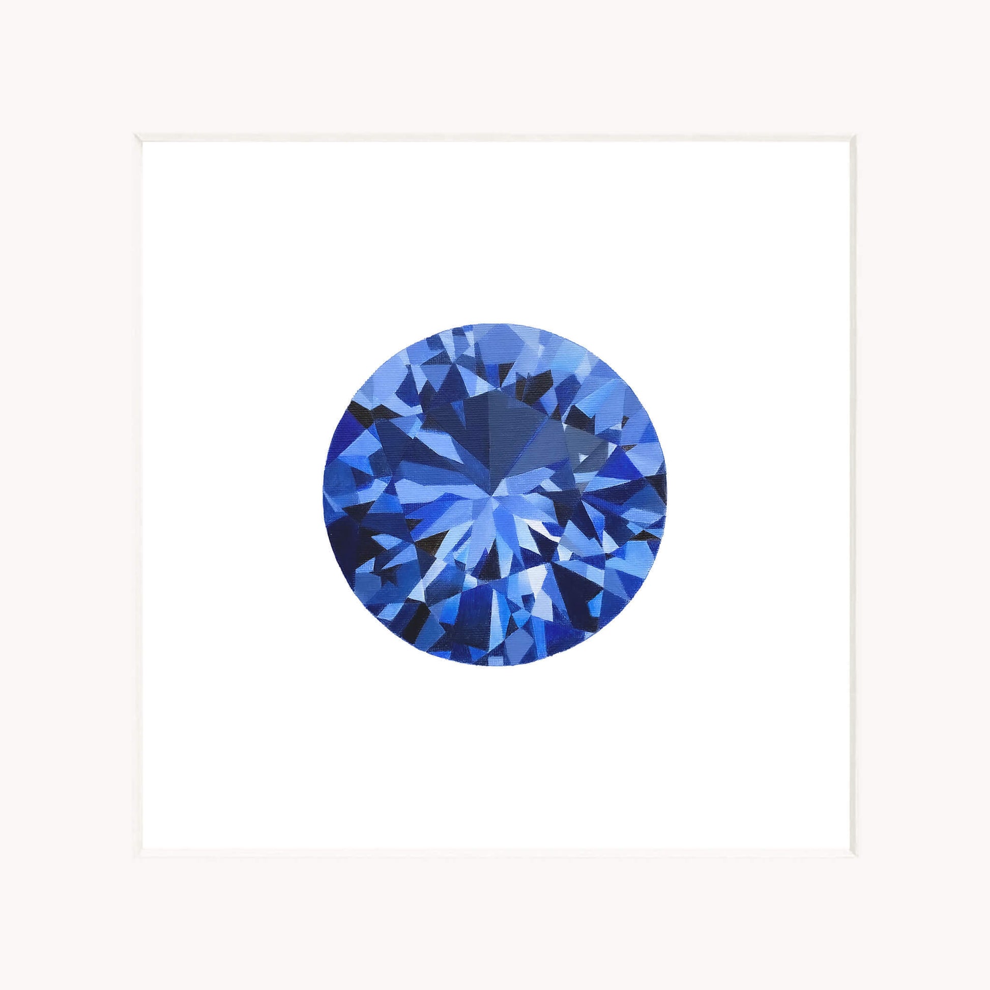 Blue gemstone on a white background