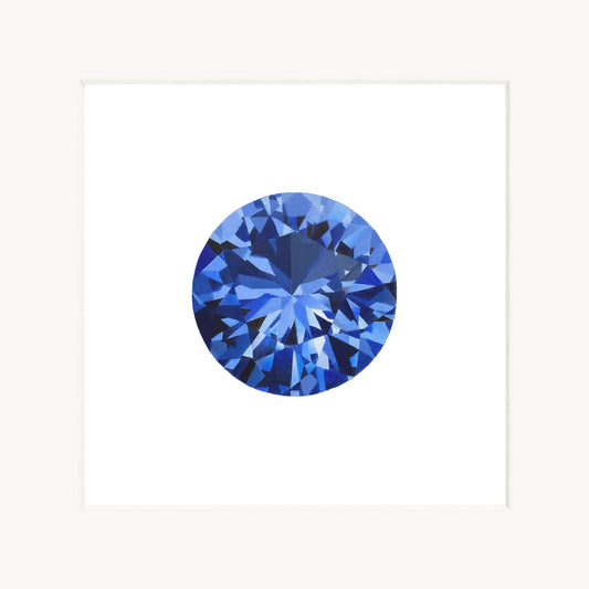 Blue gemstone on a white background