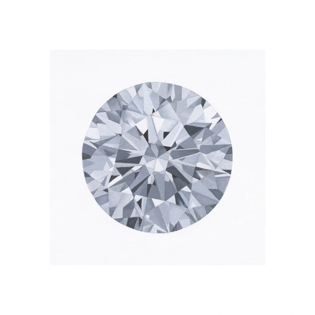 A giclée fine art print of a diamond jewel. The gemstone has a pale stone background.