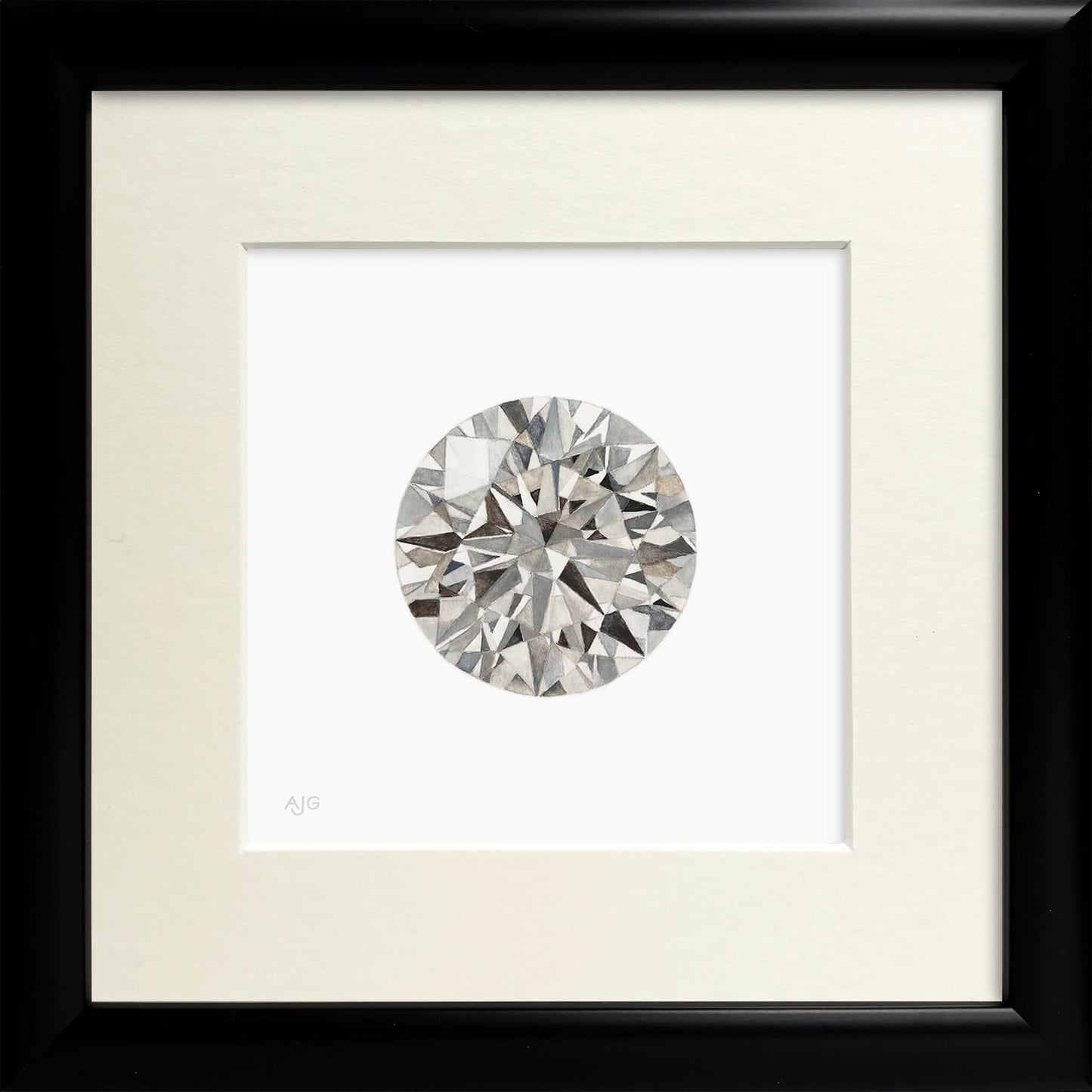 Framed illustration of a diamond on a white background