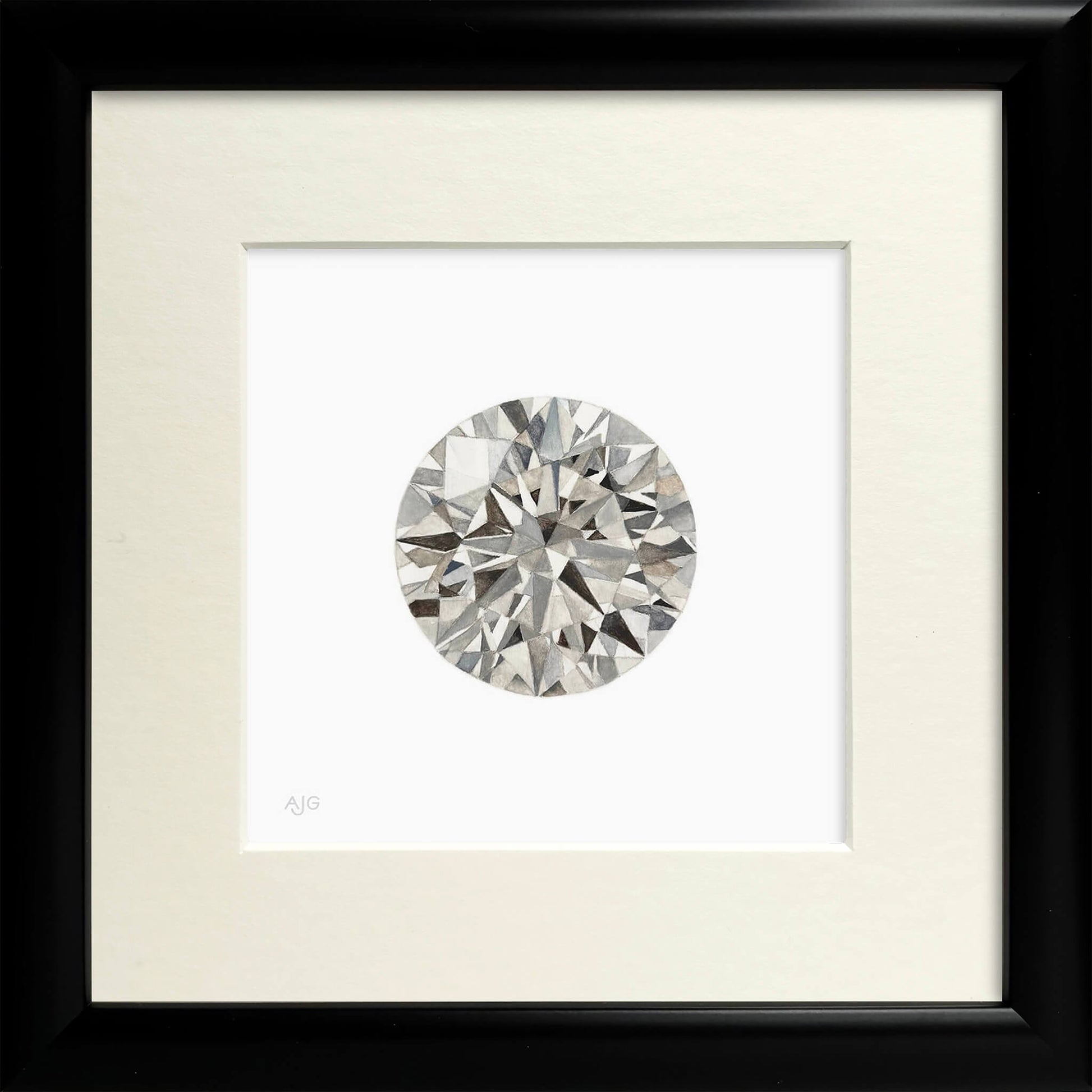 Framed illustration of a diamond on a white background