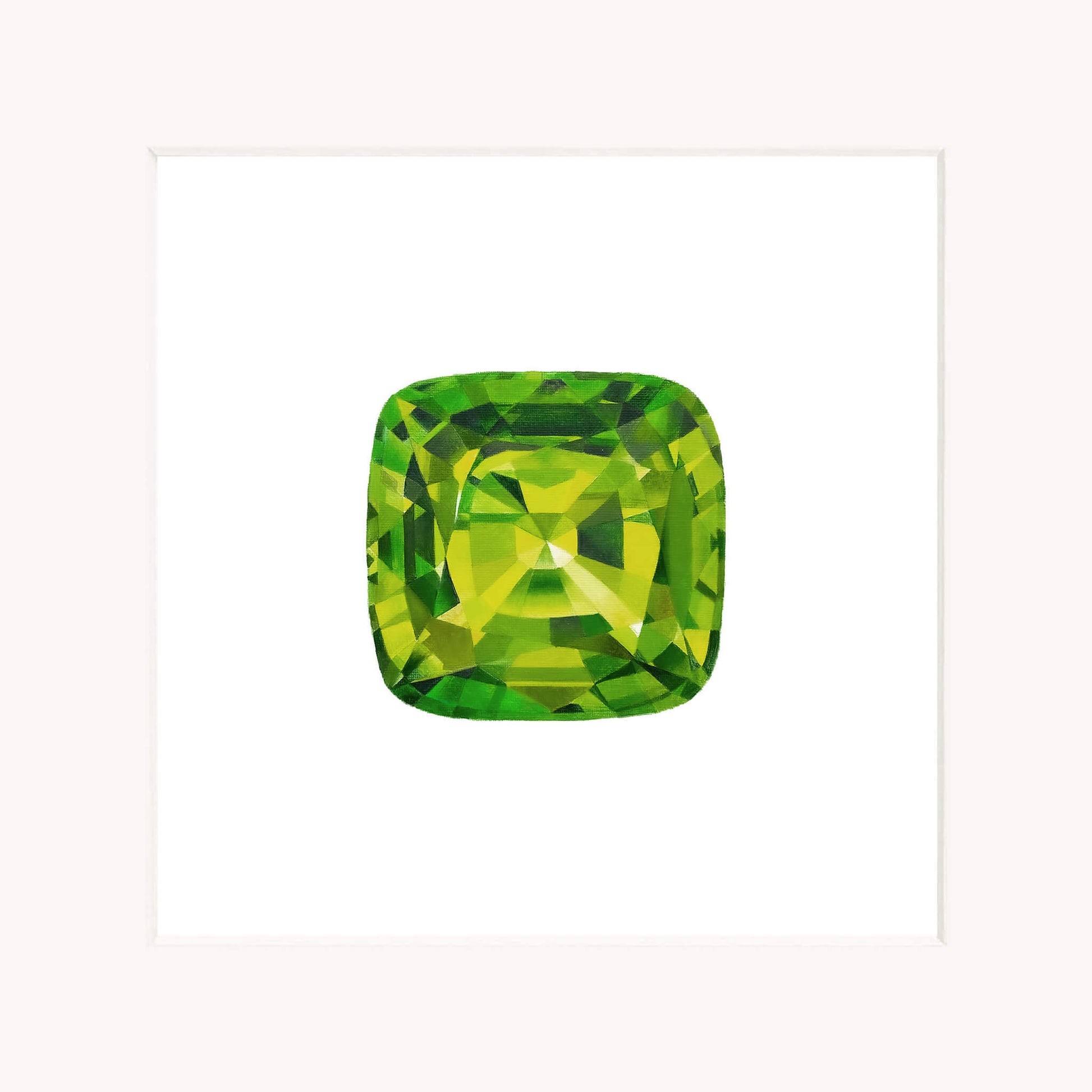 Green gemstone on a white background