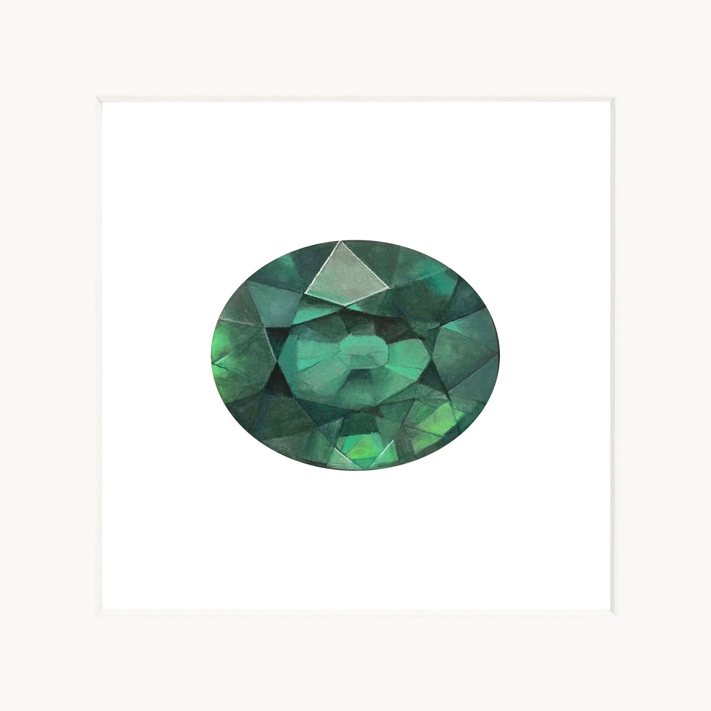 Green gemstone on a white background