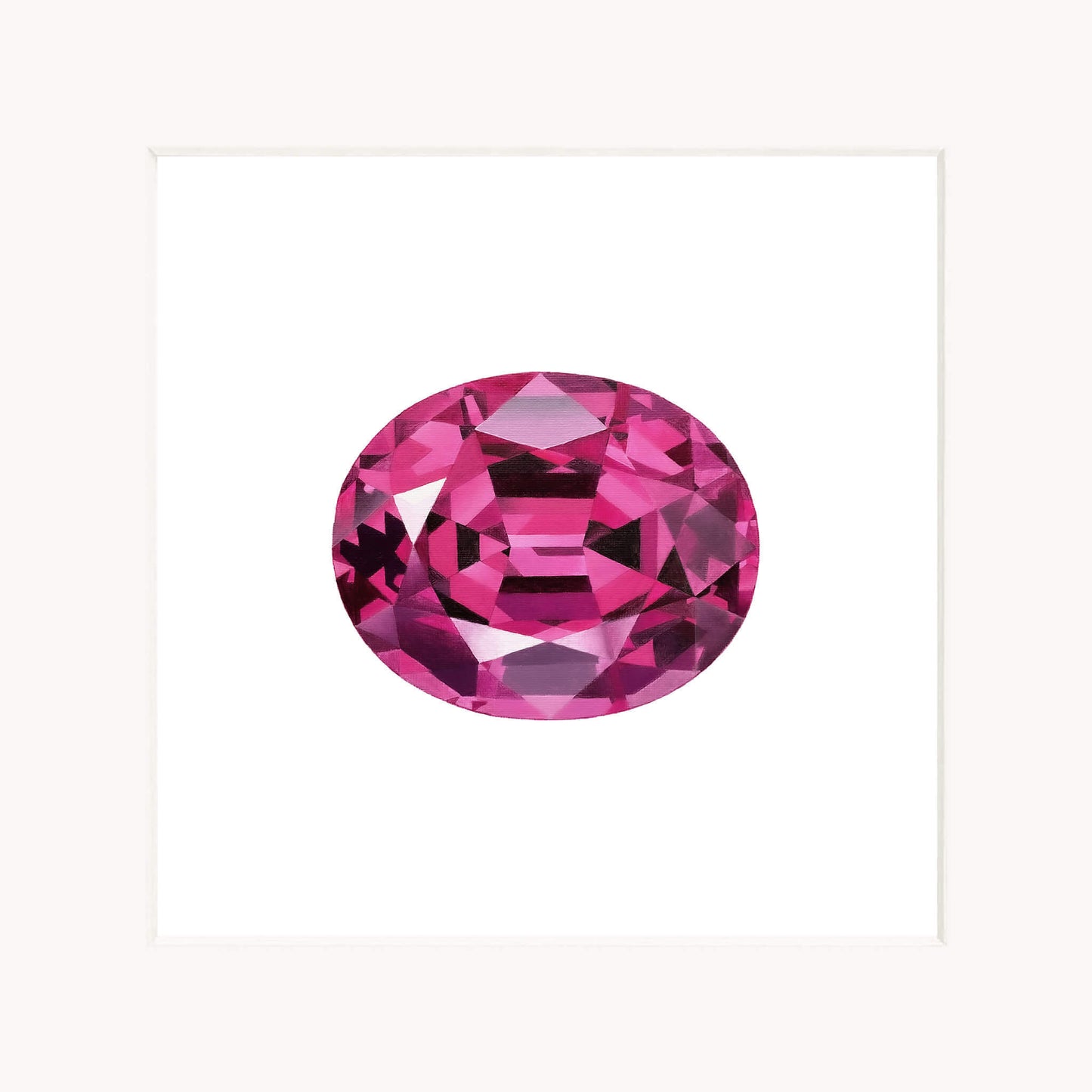 Pink gemstone on a white background