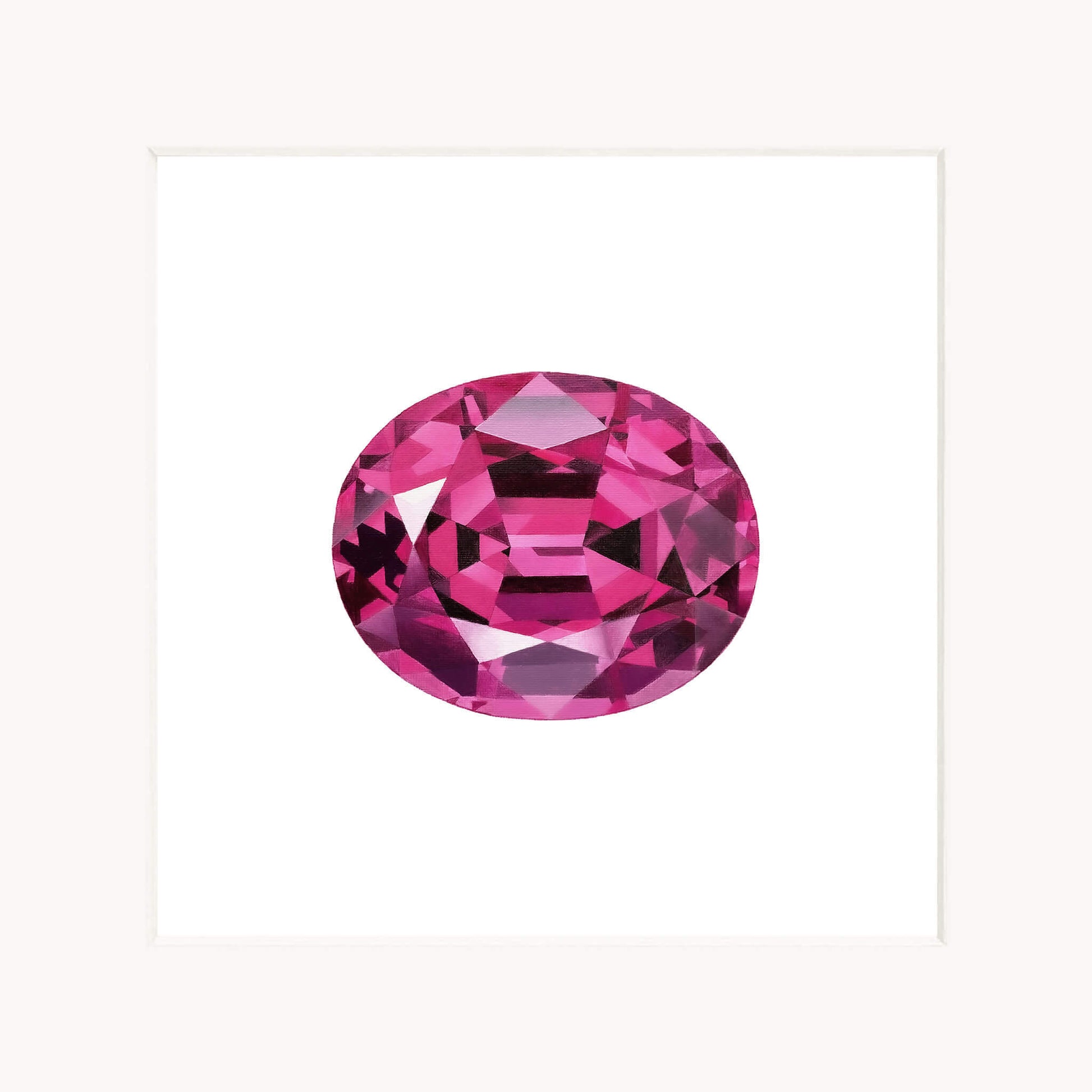 Pink gemstone on a white background