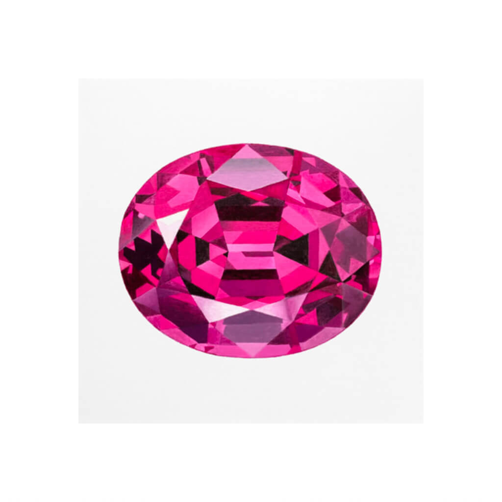 A giclée fine art print of a pink tourmaline jewel. The gemstone has a pale stone background.