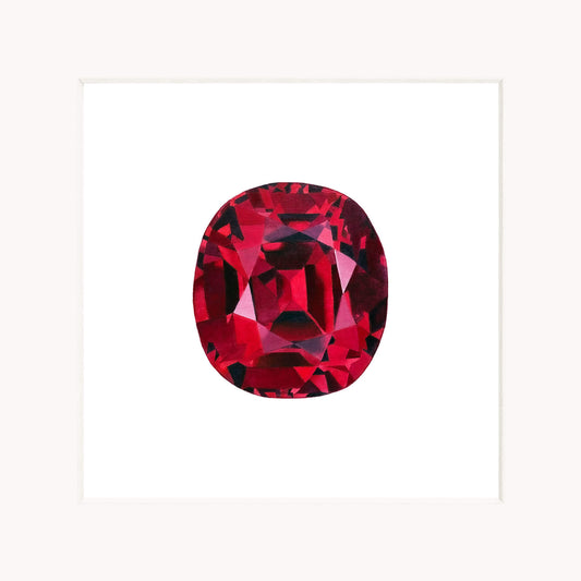 Red gemstone on a white background