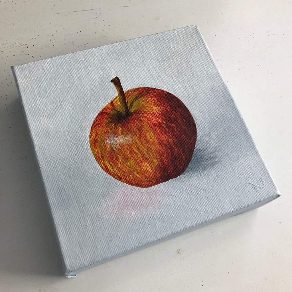 Original Acrylic Painting of a Braeburn Apple by Amanda Gosse