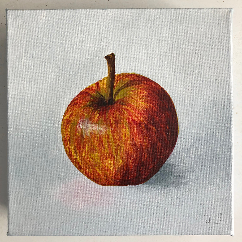 Original Acrylic Painting of an Apple by Artist Amanda Gosse