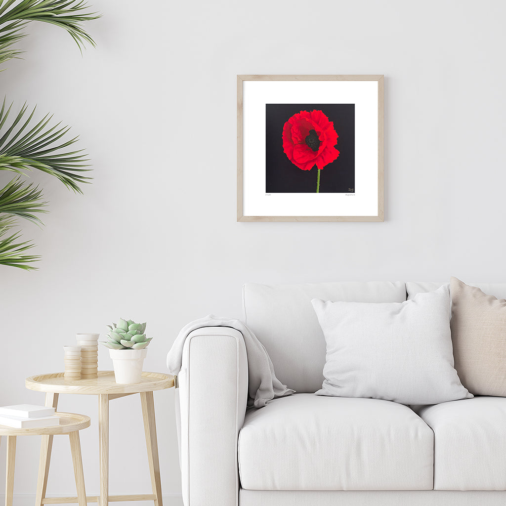 Red Poppy Artwork by Amanda Gosse Artist in room setting