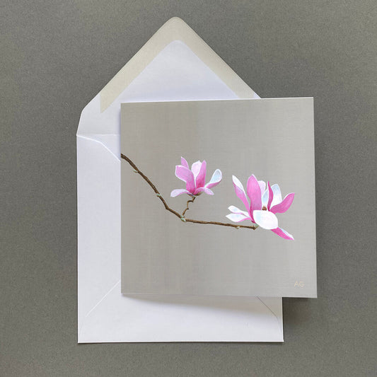 Magnolia flowers fine art greetings card by Amanda Gosse