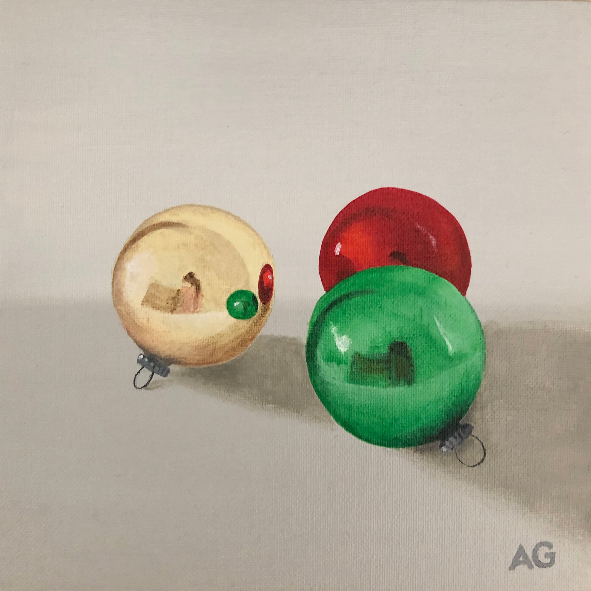 Three Baubles original acrylic painting by Amanda Gosse