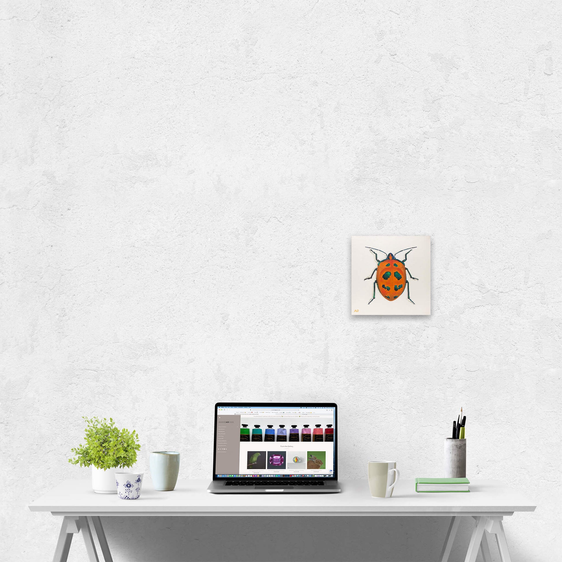 Cotton harlequin beetle artwork by Amanda Gosse