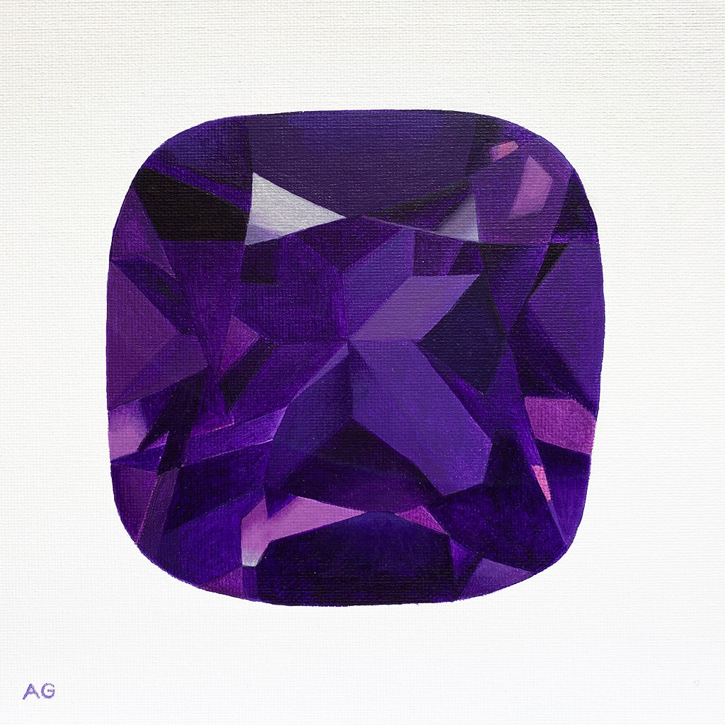 Amethyst Gemstone acrylic painting by artist Amanda Gosse