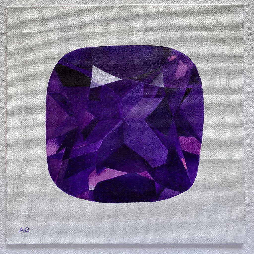 Amethyst Gemstone acrylic painting by artist Amanda Gosse