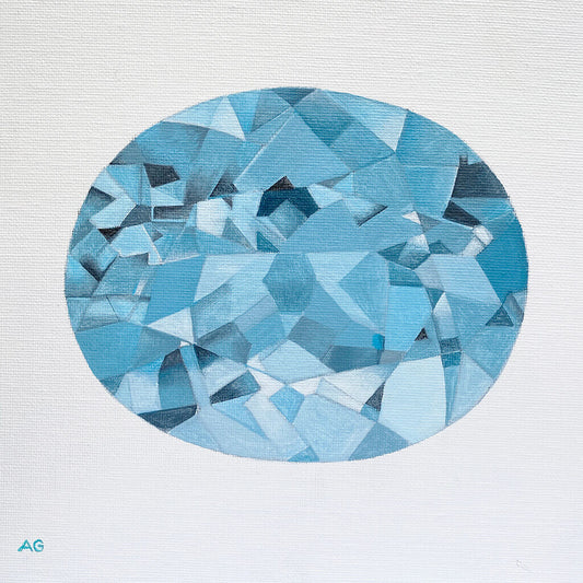 Aquamarine gemstone original painting by Amanda Gosse acrylic on canvas board