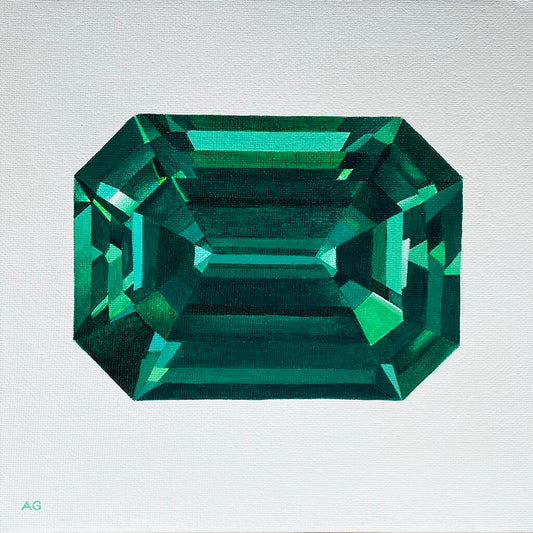 Emerald green gemstone original acrylic on canvas artwork by Amanda Gosse artist