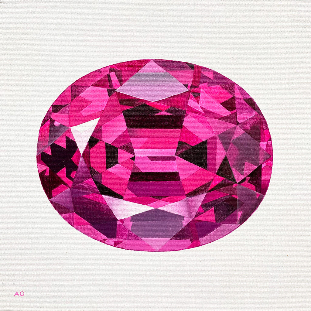 Pink Tourmaline Gemstone Painting Original Artwork by Amanda Gosse
