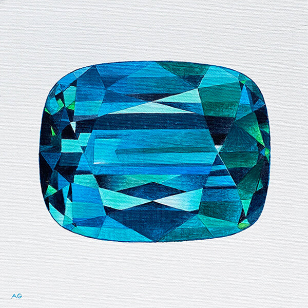 Zircon Gemstone original Painting acrylic on canvas artwork by Amanda Gosse