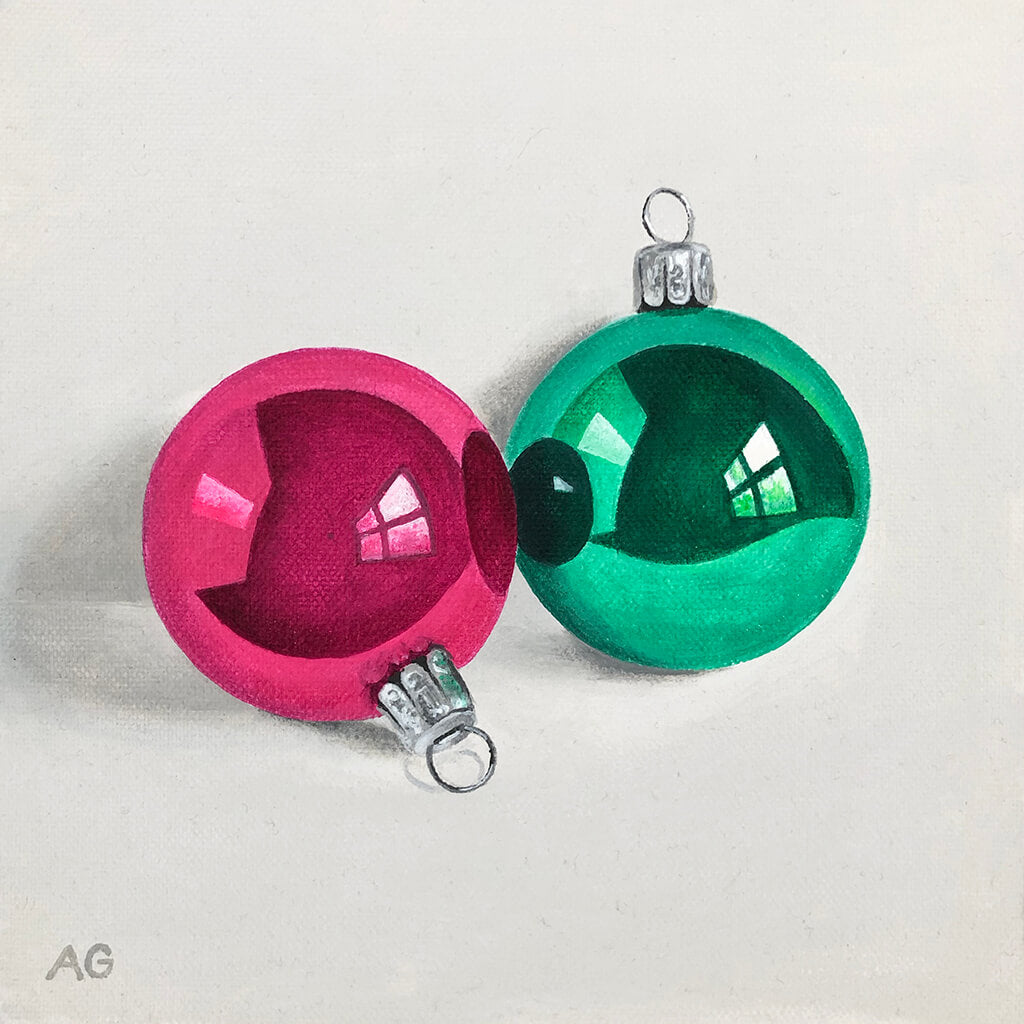 Christmas Baubles Original Acrylic Painting on Canvas