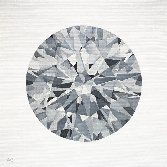 An original acrylic on canvas artwork of a diamond gemstone by artist Amanda Gosse