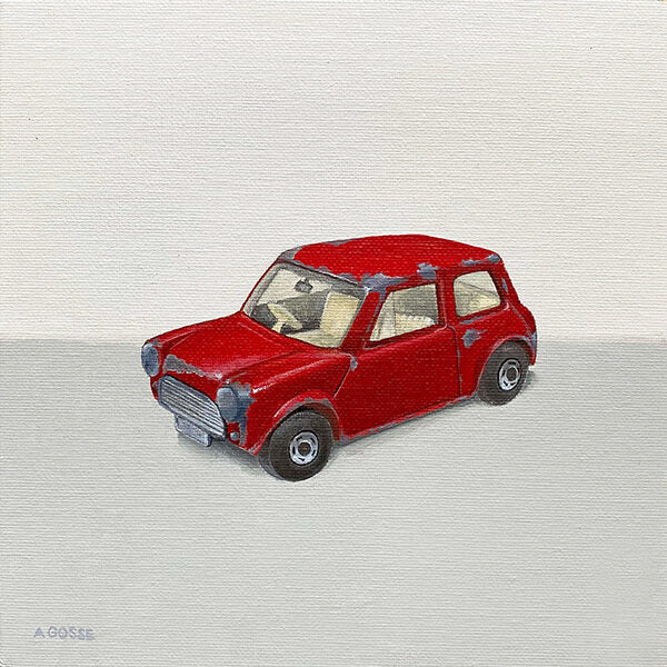 Matchbox Lesney red mini car diecast toy painting by Amanda Gosse
