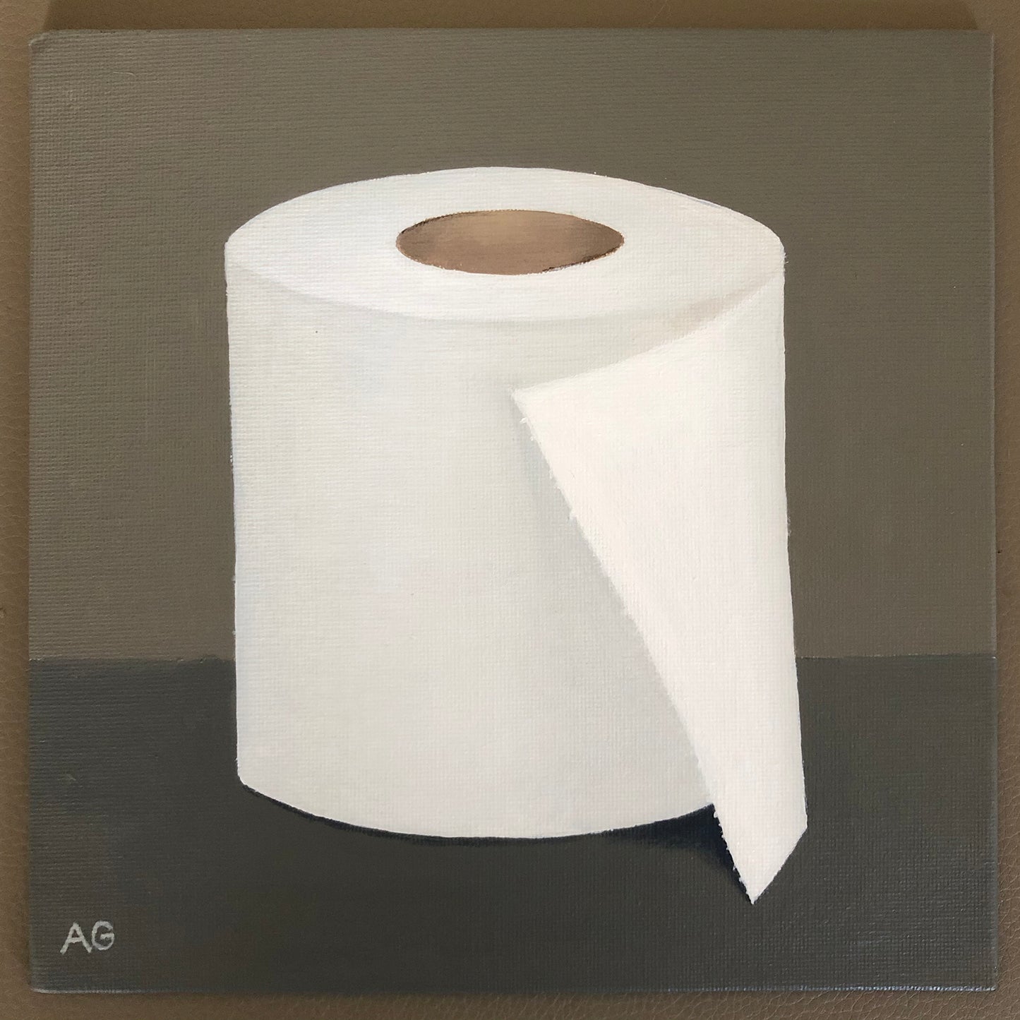 An original painting of a loo roll