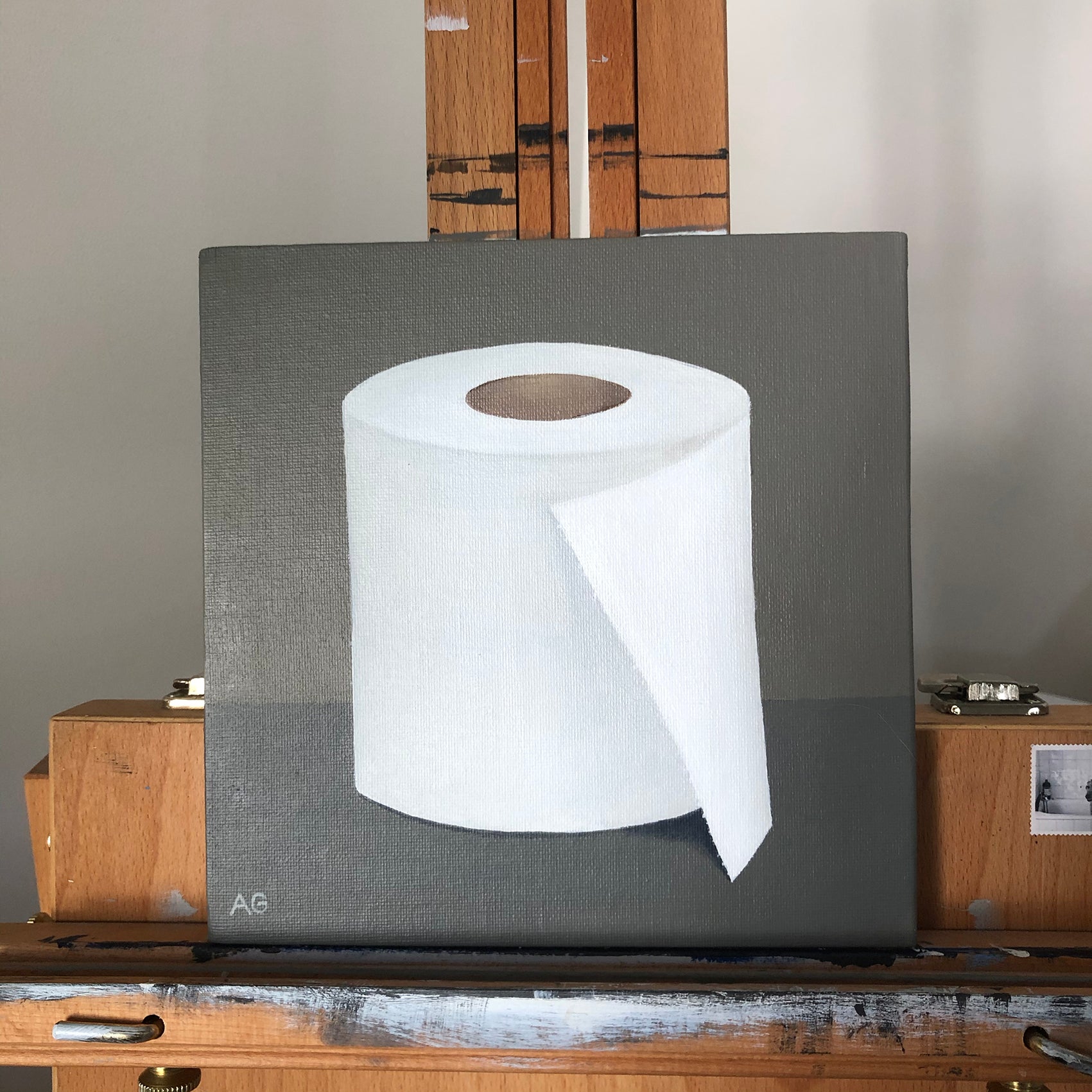 Original Artwork of a toilet roll loo paper Coronavirus