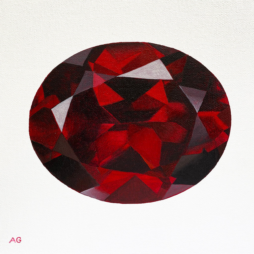 Garnet Gemstone January Birthstone Acrylic Painting by Amanda Gosse