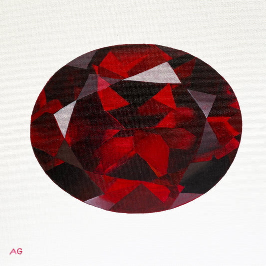 Garnet Gemstone January Birthstone Acrylic Painting by Amanda Gosse