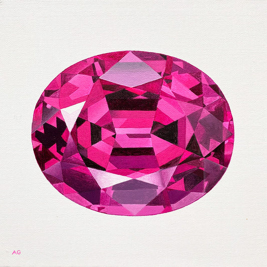 Pink Tourmaline Gemstone Acrylic Painting Original Artwork by Amanda Gosse